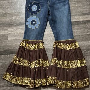 Lauren Conrad Jeans Women's Denim Hippie Boho Flare Bottoms Festival Upcycle 12